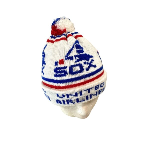 Chicago White Sox United Airlines Knit Hat Cap Beanie Pom Pom Small VIntage - Picture 3 of 4